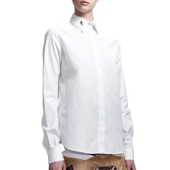 Givenchy M White Collar Stay Poplin Blouse Removable Stays Womens - Picture 1 of 10